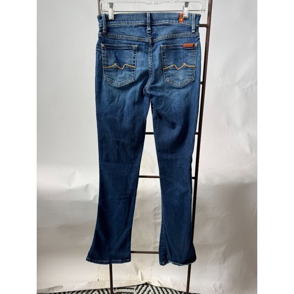 7 For All Mankind Kaylie Jeans Flared Leg Mid-Rise Denim Blue Womens Size 27 - Picture 10 of 16